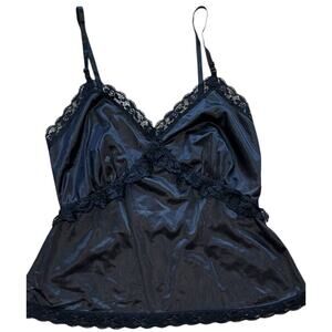 Vintage Lady Manhattan Black Lace Trimmed Camisole Cami Women's M 32 Bust